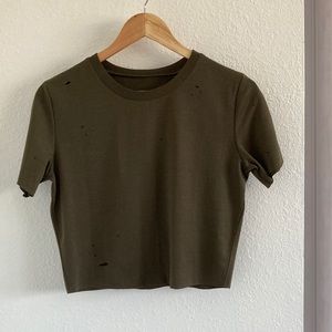 Unbranded Distressed Green Crop Top